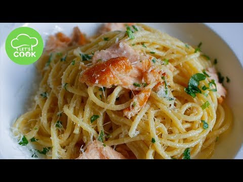Cremige Lachs Pasta mit Sahnesoße | Rezept mit nur 5 Zutaten