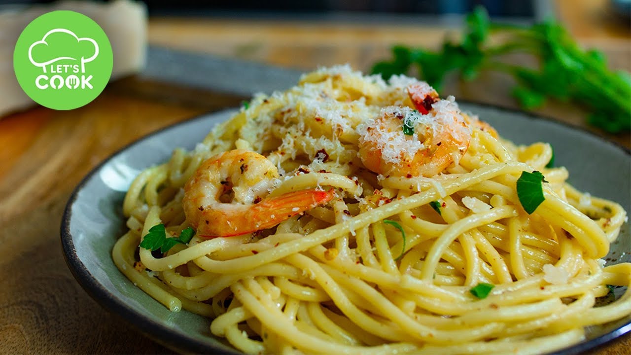 Spaghetti mit Knoblauch und Garnelen | 15 Minuten Rezept