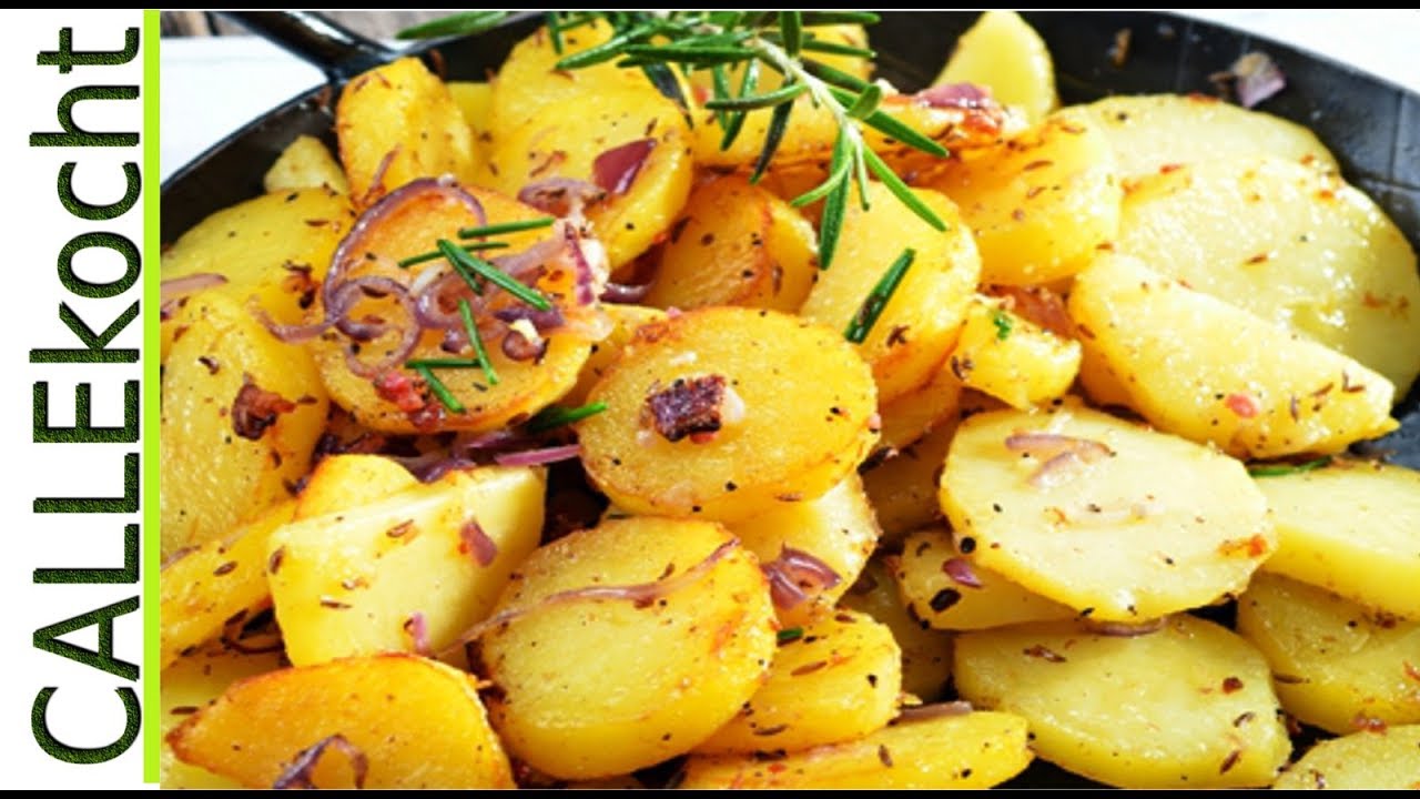 Knusprige Bratkartoffeln aus rohen Kartoffeln Omas schnelles Rezept Fried potatoes from raw potatoes