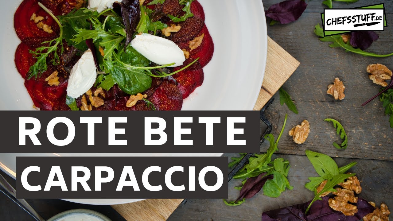 Rote Bete Carpaccio mit Ziegenfrischkäse, Walnüssen | RoteBete im Ofen garen | winterliche Vorspeiße