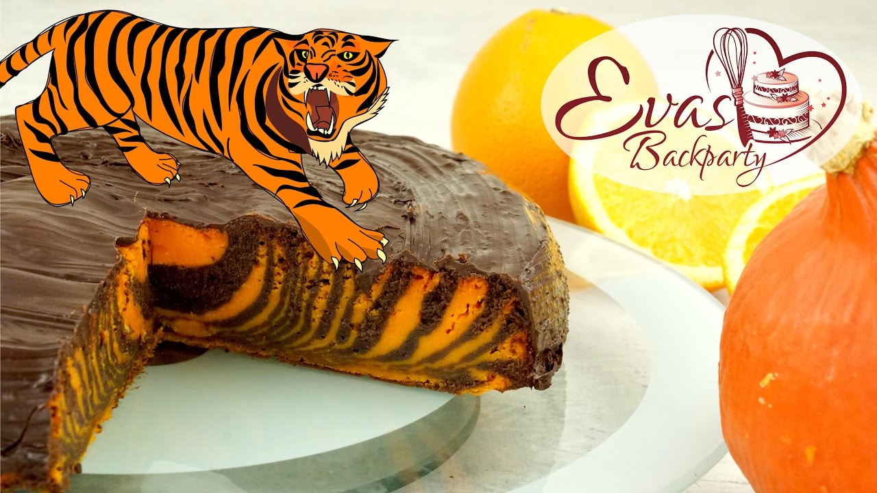 Tiger-Kuchen, Kürbis-Kuchen mit Schokolade und Orange, Halloween, Backen mit  EvasBackparty