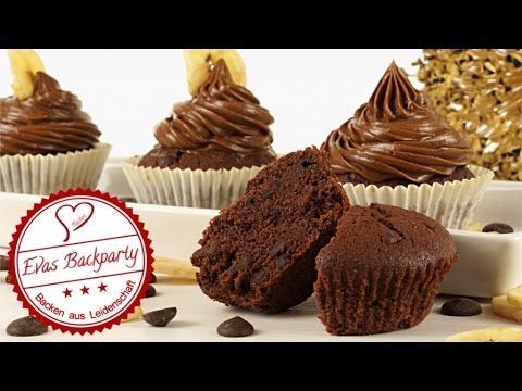 Schokoladen Bananen Muffins / Schokoladen Bananen Cupcakes / Backen mit Evas Backparty