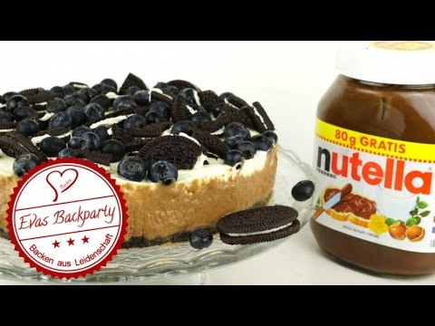 Nutella Cheesecake / Ohne Backen / Keksboden aus Oreo / Heidelbeeren / Käsekuchen