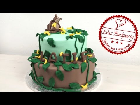 2-stöckige Affen - Fondant - Torte ( How to make a monkey fondant cake )