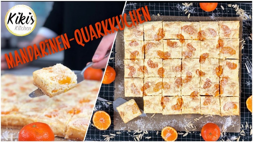 Mandarinen-Quarkkuchen vom Blech / Quarkschnitten mit Mandarinen / Blechkuchen