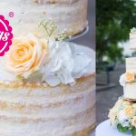 Hochzeitstorte dreistöckig/ naked Cake / Eistorte mit Pfirsich-Mango-Parfait / Wedding Cake