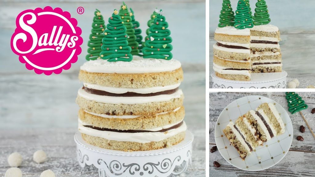 Weihnachtstorte Naked Cake / Christmas Cake / Weihnachtsklassiker mit Tannenbäumen / Sallys Welt