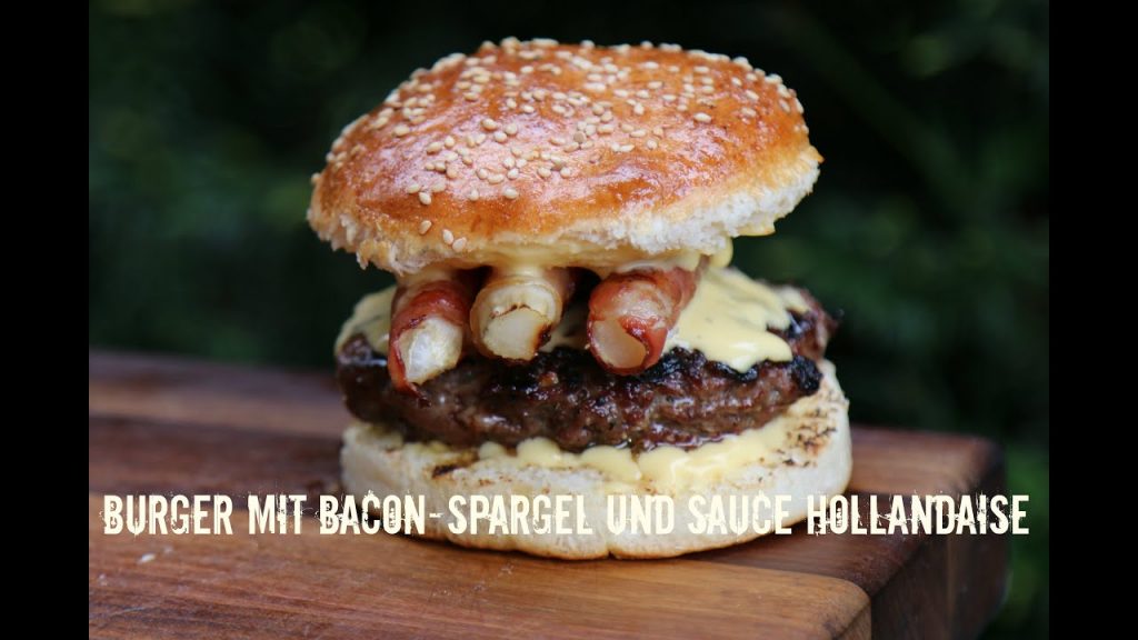 Burger mit Spargel in Bacon & Sauce Hollandaise