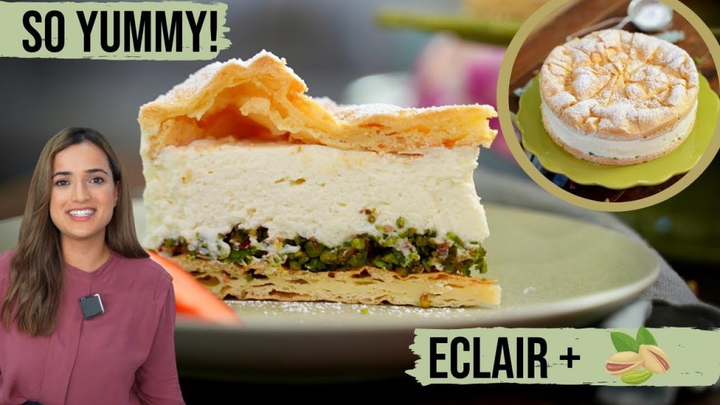 Traumhafte Eclair-Torte mit Vanillecreme und Pistazien / Vanille-Pistazien-Torte im Karpatka Style