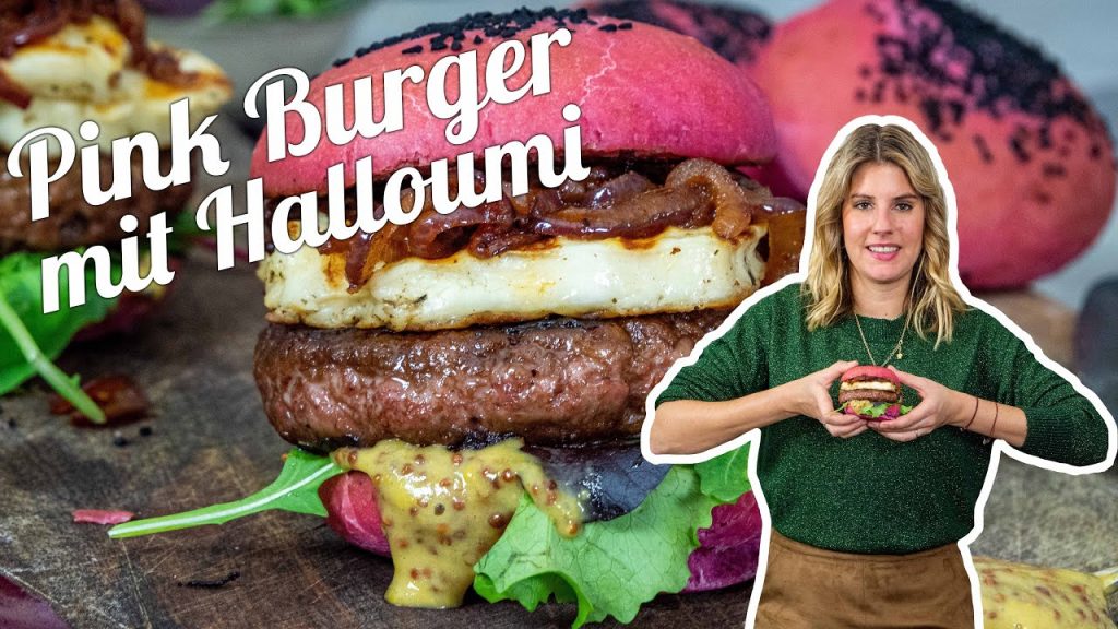Pink Burger mit Halloumi | mein Geheimnis für bunte Buns | enthält Werbung | Felicitas Then