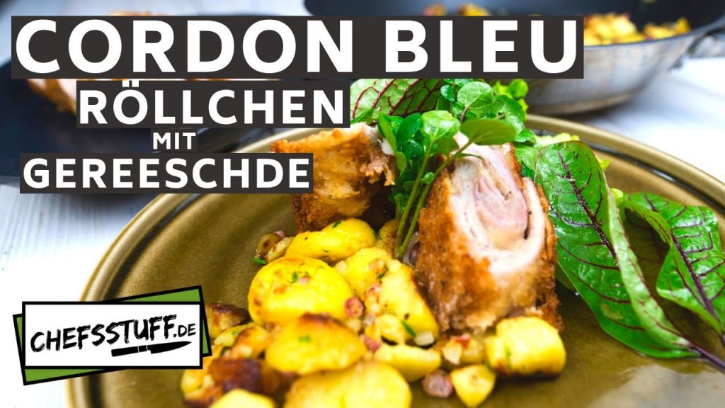 Cordon Bleu Rolle mit Pfälzer Gereeschde  | Schnitzel mal anders | mit Käse und Schinken gefüllt