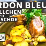 Cordon Bleu Rolle mit Pfälzer Gereeschde  | Schnitzel mal anders | mit Käse und Schinken gefüllt