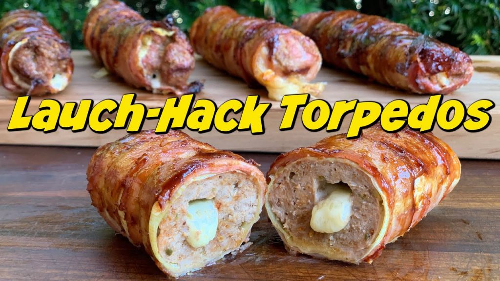 Lauch-Hack Torpedos vom Grill – Mit Käse gefüllt und mit Bacon umwickelt