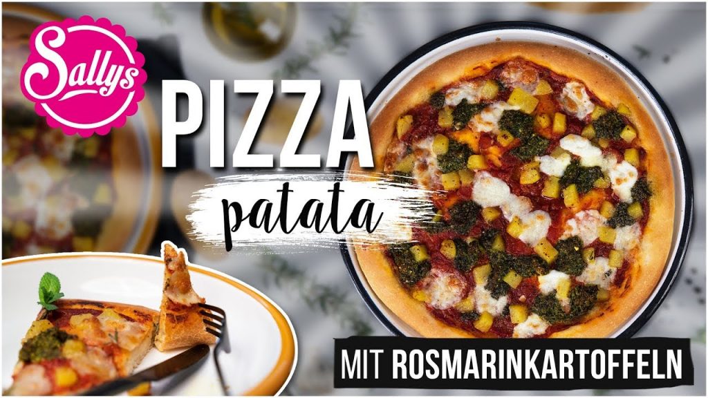Pizza mit Rosmarin Kartoffeln, Mozzarella und Minz-Pesto / Pizza Patata / Sallys Welt