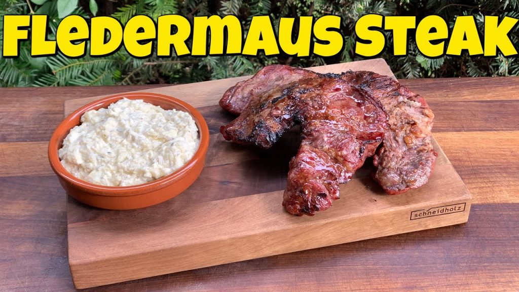 Fledermaus Steak – Spider Steak – Kachelfleisch mit Auberginen-Feta Creme