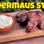 Fledermaus Steak - Spider Steak - Kachelfleisch mit Auberginen-Feta Creme