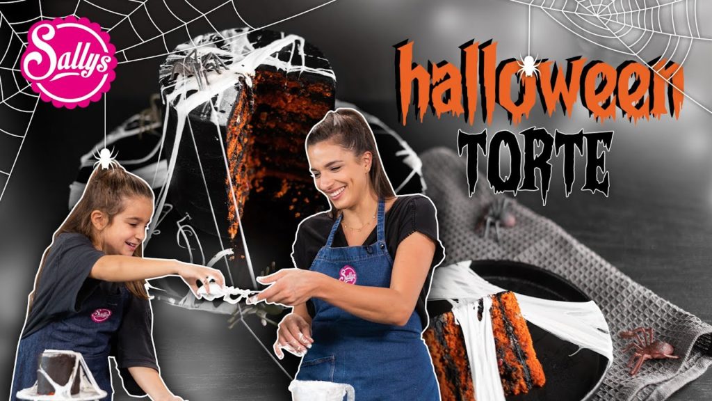Halloween Torte / mit Marshmallow  Web Spinnweben / Sallys Welt