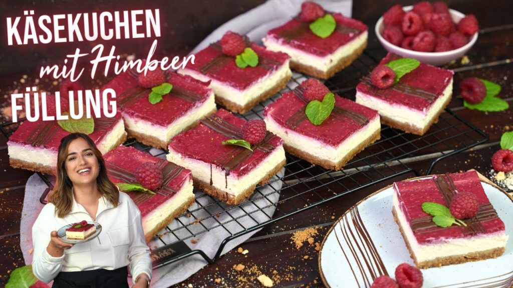 Begeistere deine Gäste mit diesen Cheesecake-Schnitten mit Himbeer-Guss 😍