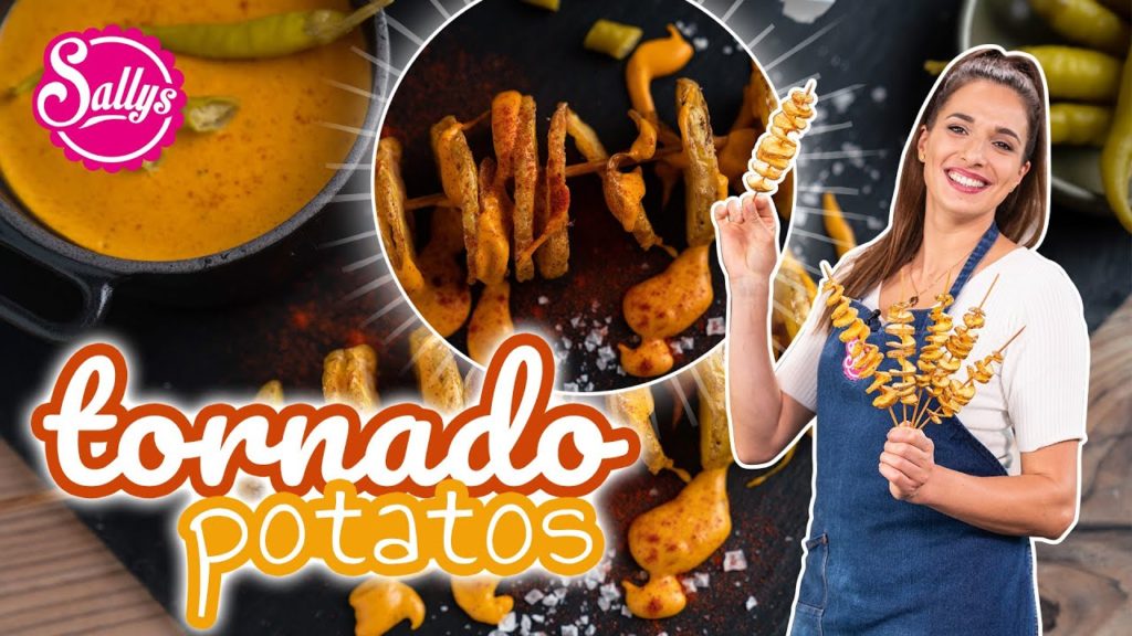 Tornado-Potatoes mit Käsesoße / frittierte Kartoffelspiralen / Sallys Welt