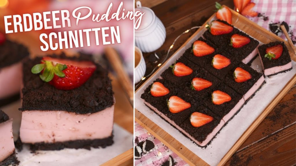 Erdbeer-Puddingschnitten – einfach und lecker selber machen / Kikis Kitchen