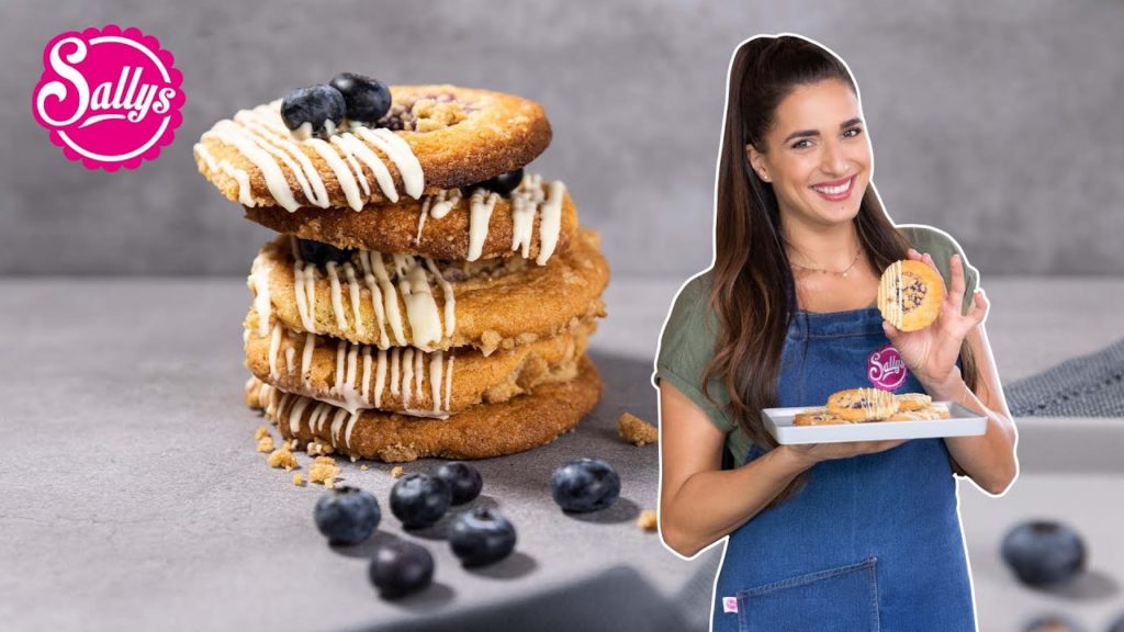 Blaubeer Cookies / Kekse mit Blaubeerfüllung und Streuseln / Crumble / Sallys Welt