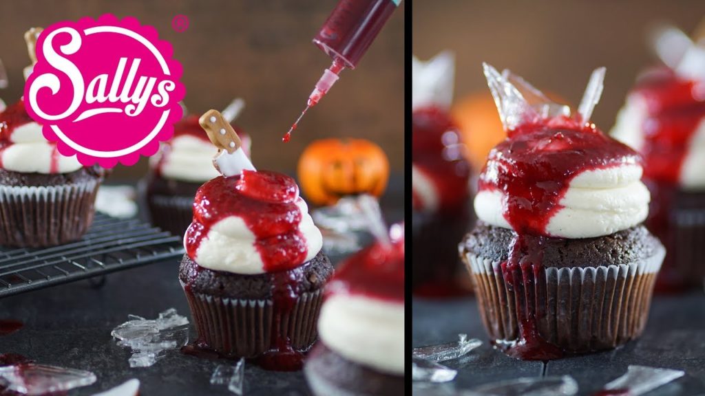 Halloween Oreo Cupcakes mit Blut und Glassplittern / Sallys Welt
