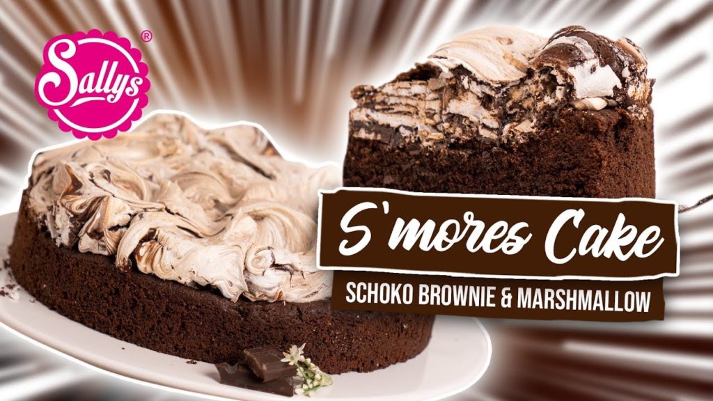 S`mores Cake- saftiger Brownieboden mit Marshmallow Baiserhaube