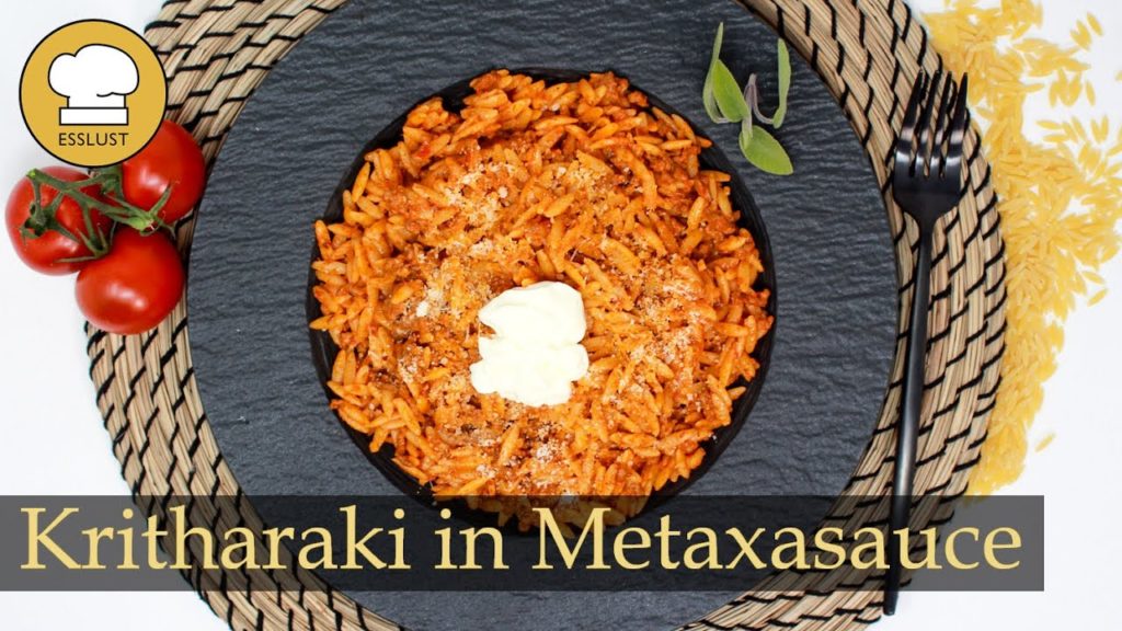 KRITHARAKI mit METAXA-HACKFLEISCH-SAUCE – Griechische Küche