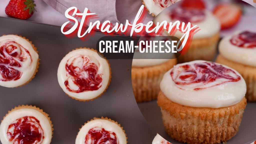 Erdbeer Sommer-Cupcakes: Strawberry Cream Cheese Cupcakes mit Knusperboden 🍓