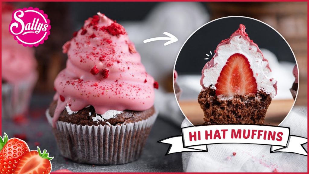 Erdbeer Hi-Hat Cupcakes / Schaumkuss Muffins / Sallys Welt