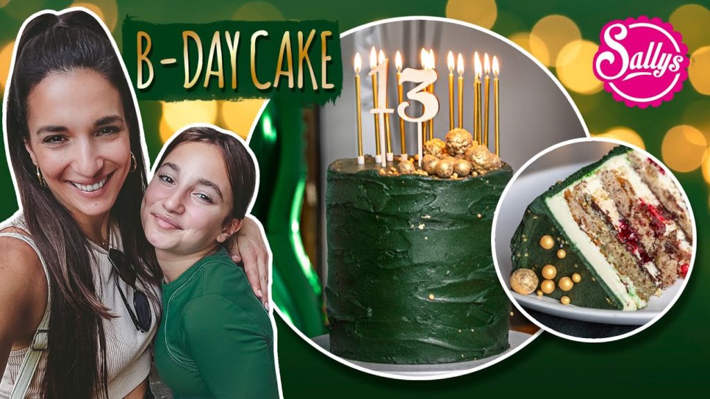 Edle Weihnachtstorte / Grün – goldene Buttercreme Torte / Geburtstagskuchen für Samira 💚💛