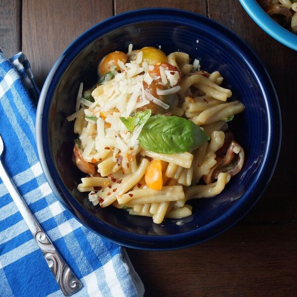 Tomaten-Basilikum-Pasta mit Brie