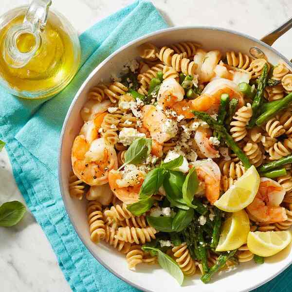 One-Pot-Zitronen-Spargel-Pasta mit Garnelen