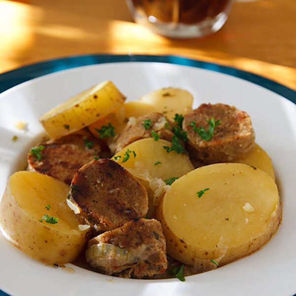 Dublin Coddle mit veganer irischer Wurst