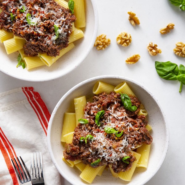 Rezept: Pilz-Walnuss-Bolognese (vegan)