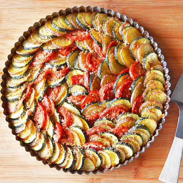 Zucchini-Kartoffel-Tomaten-Auflauf {Veg