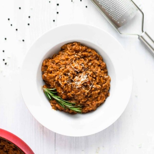 Veganes Risotto Bolognese