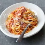 Spaghetti mit Prosciutto, Tomaten und Sahne