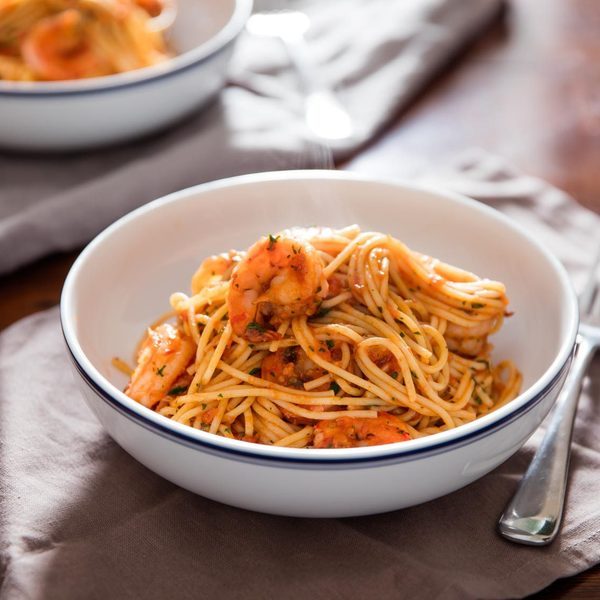 Rezept für Shrimps Fra Diavolo (Spaghetti mit scharfer Tomatensauce)