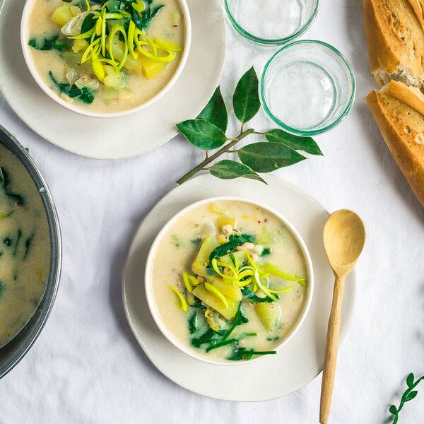 Vegane Kartoffelsuppe nach Colcannon-Art