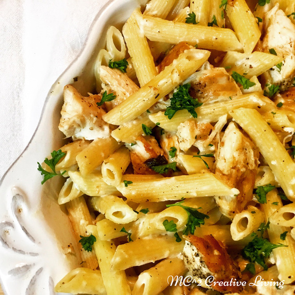 Cremige Pasta mit gegrilltem Hähnchen